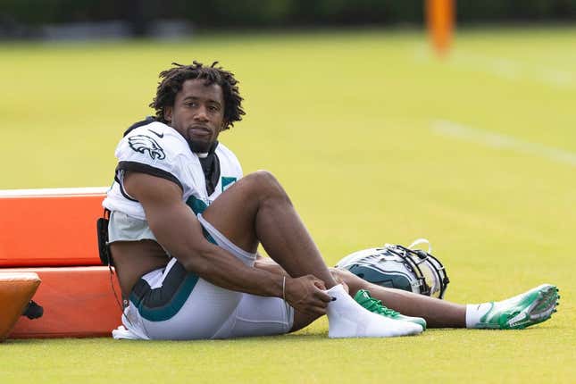 Aug 3, 2023; Philadelphia, PA, USA; Philadelphia Eagles cornerback Zech McPhearson (27) during practice at Novacare Complex.