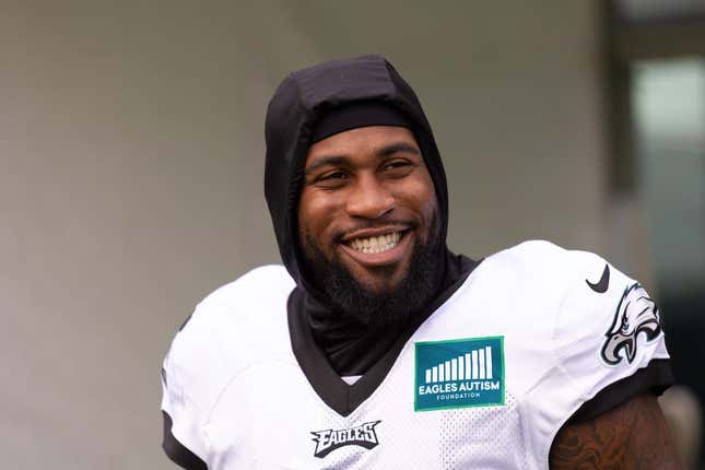 Aug 3, 2023; Philadelphia, PA, USA; Philadelphia Eagles linebacker Haason Reddick during practice at Novacare Complex.